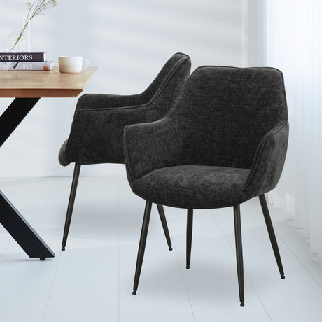 Silla de comedor Sev Dimehouse Negro L x An x Al 68x62x61 Tela Vista frontal diagonal de fotografía atmosférica