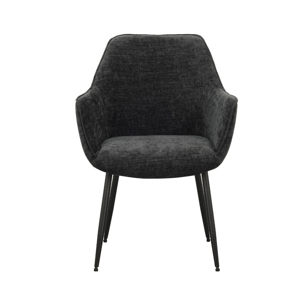 Silla de comedor Sev Dimehouse Negro L x An x Al 68x62x61 Tela Blanco foto vista frontal