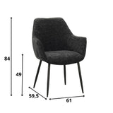 Silla de comedor Sev Dimehouse Negro L x An x Al 68x62x61 Tela Blanco indicación del tamaño de la foto