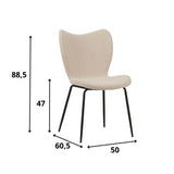 Silla de comedor Sia Dimehouse Beige L x An x Al 72x55x51 Tela Blanco indicación del tamaño de la foto