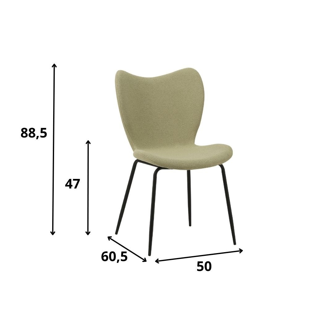 Silla de comedor Sia Dimehouse Verde L x An x Al 72x55x51 Tela Blanco indicación del tamaño de la foto