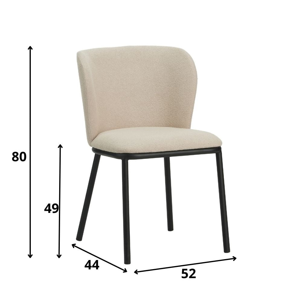 Silla de comedor Tess Dimehouse Beige L x An x Al 65x62x56 Tela Blanco indicación del tamaño de la foto