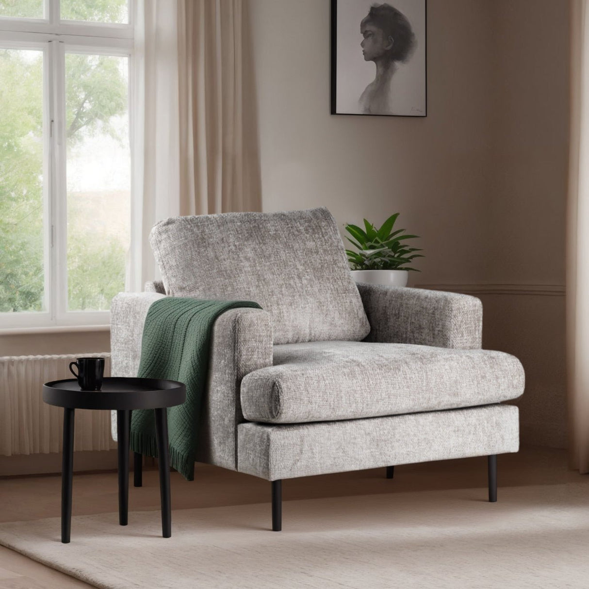 Sillón Faya DH Interior Beige Foto atmosférica vista frontal diagonal