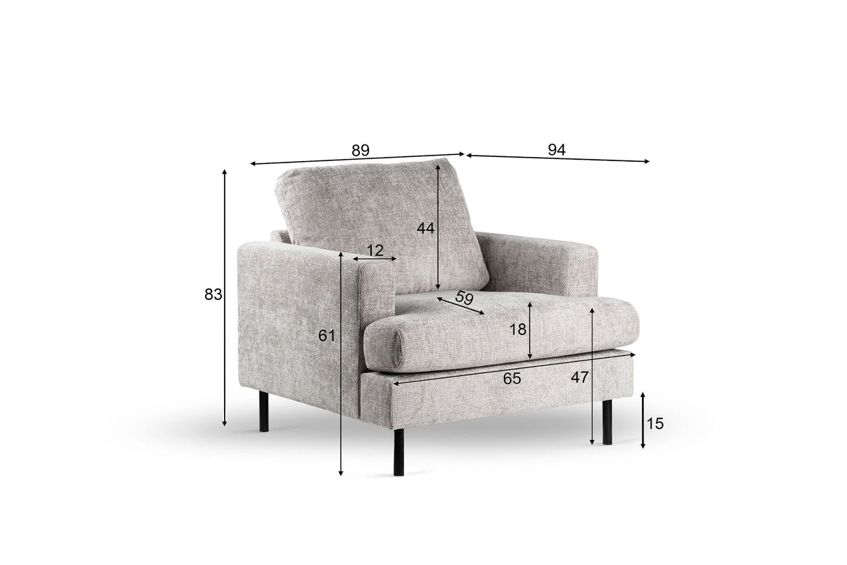 Sillón Faya DH Interior Beige Blanco foto indicación de tamaño