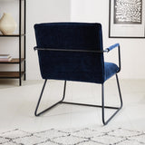 Fauteuil Hailey Chenille Dimehouse Blauw LxBxH 66x64x37 Stof Sfeerfoto schuin achteraanzicht