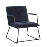 Fauteuil Hailey Chenille Dimehouse Blauw LxBxH 66x64x37 Stof Witfoto schuin vooraanzicht