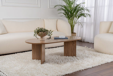 Salontafels-Ovale salontafel walnoot melamine - Japandi - 119x60 cm - Sota-Dimehouse