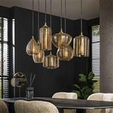Lámpara colgante Faye DH Interior Vidrio color ámbar Vidrio color ámbar Foto atmosférica vista frontal diagonal