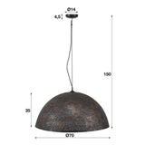 Hanglamp Aya 70 DH Interior Bruin LxBxH 73x73x46 Zwart bruin Witfoto maatindicatie