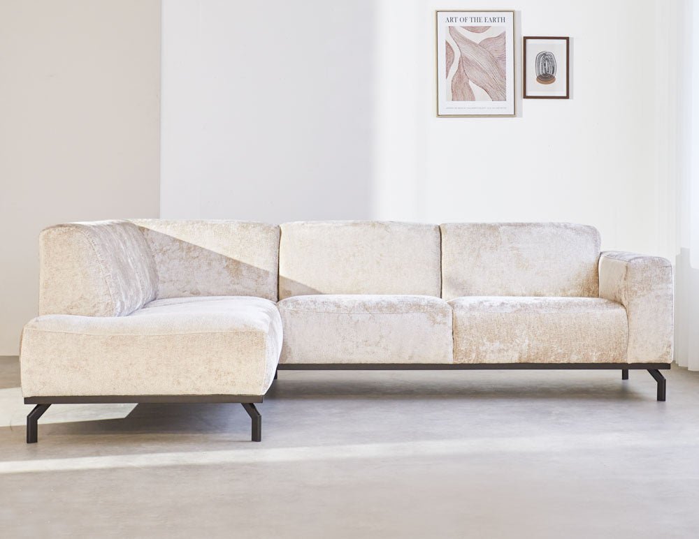 Sofá Chloe DeGeBe Beige Tela Foto atmosférica vista lateral
