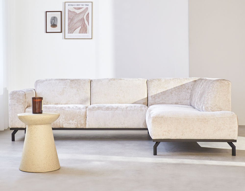 Sofá Chloe DeGeBe Beige Tela Foto atmosférica vista lateral