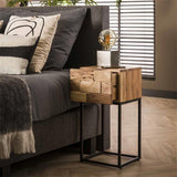 Mesita de noche Anna-Sophie DH Interior Acacia L x An x Al 44x35x28 Madera de acacia Fotografía atmosférica vista frontal en diagonal