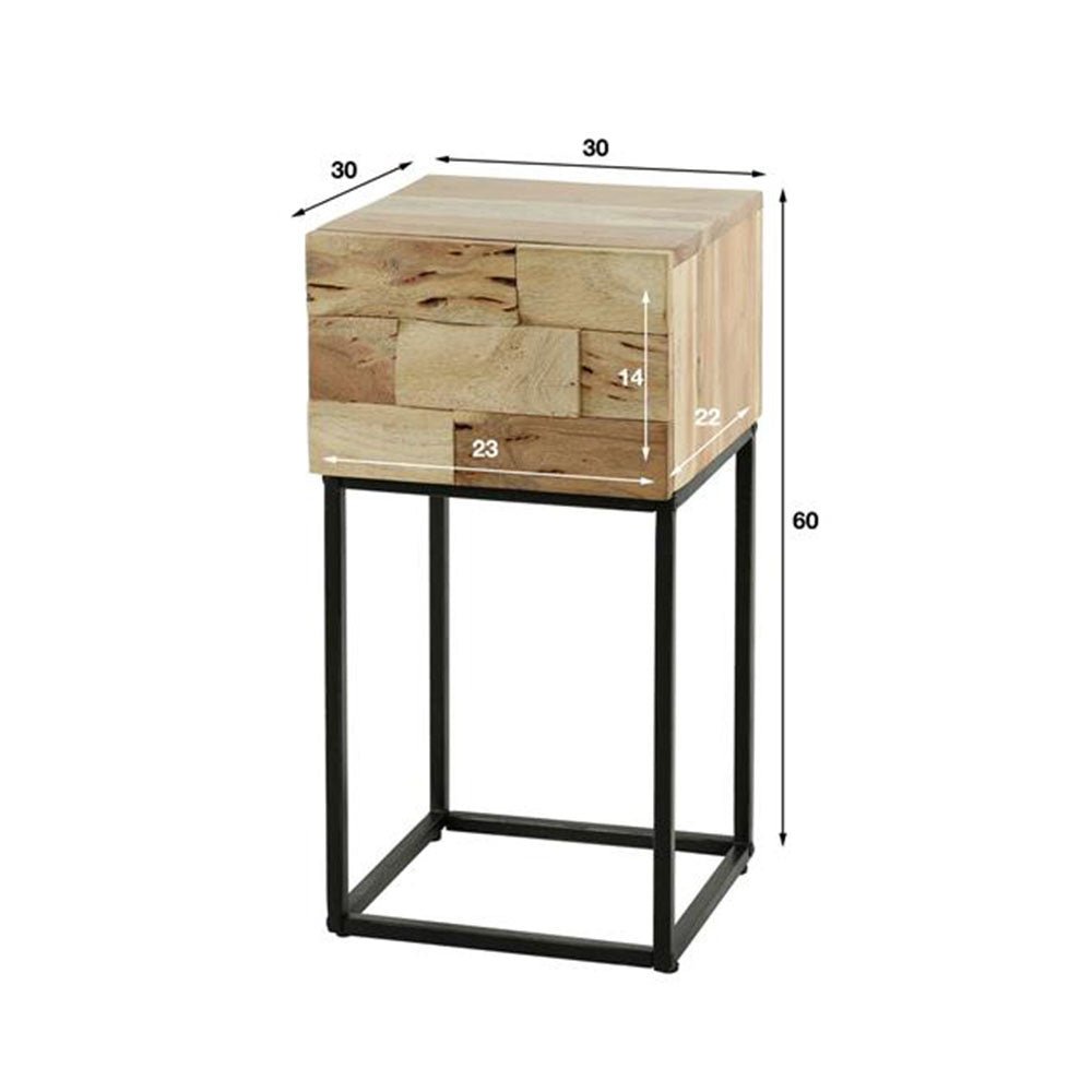 Mesita de noche Anna-Sophie DH Interior Acacia L x An x Al 44x35x28 Madera de acacia Blanco indicación del tamaño de la foto