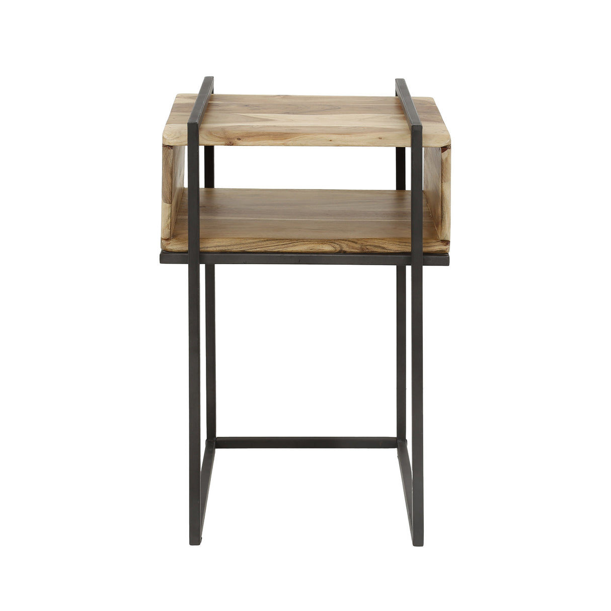 Mesita de noche Jojo DH Interior Acacia L x An x Al 64x39x28 Madera de acacia Blanco foto vista frontal diagonal