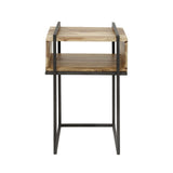 Mesita de noche Jojo DH Interior Acacia L x An x Al 64x39x28 Madera de acacia Blanco foto vista frontal diagonal