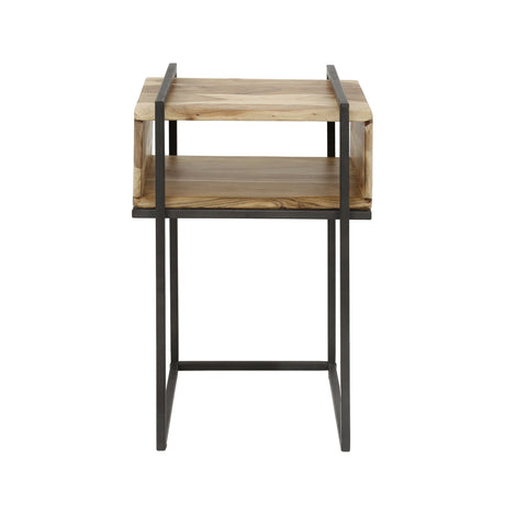 Mesita de noche Jojo DH Interior Acacia L x An x Al 64x39x28 Madera de acacia Blanco foto vista frontal diagonal