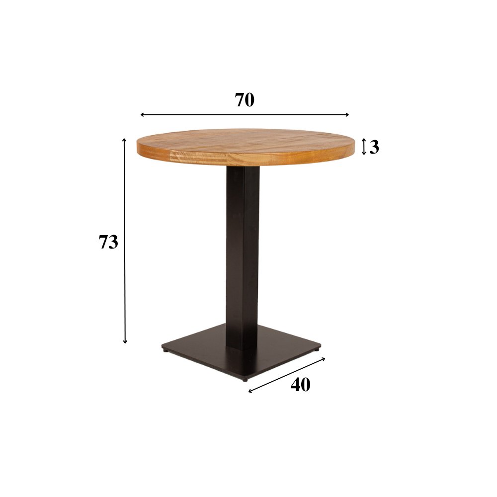 Mesa de comedor Mesa de bistro Redonda Dimehouse Marrón LxAnxAl 77x77x7 Madera de mango Indicación de tamaño de foto en blanco