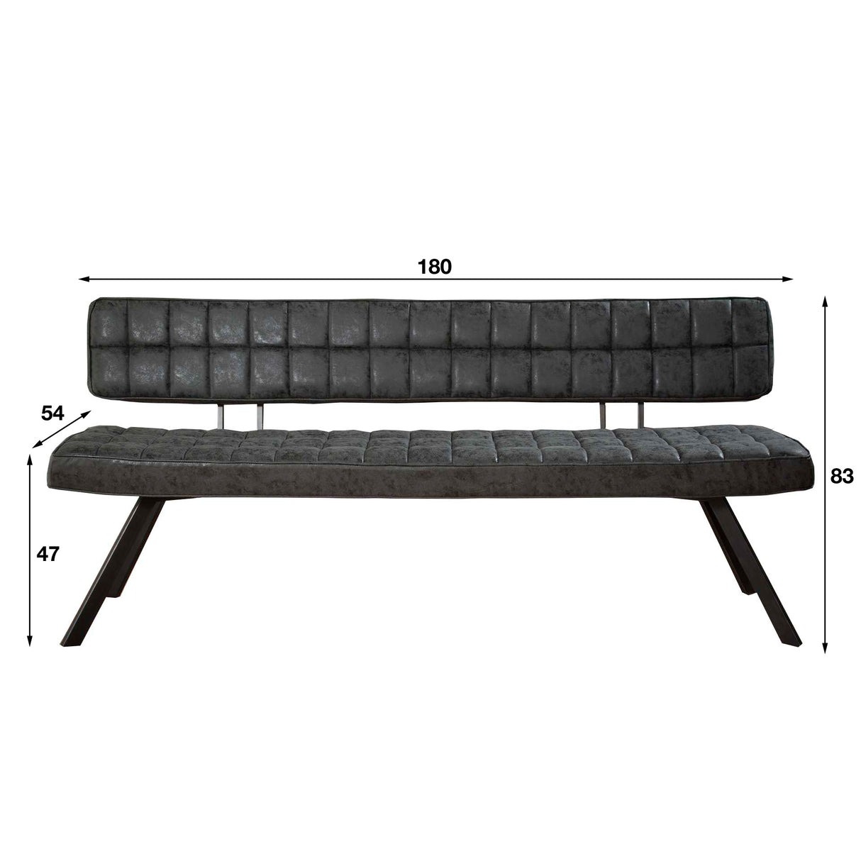 Sofá de comedor Madrid DH Interior Negro L x An x Al 186x44x22 Polipiel Blanco indicación del tamaño de la foto