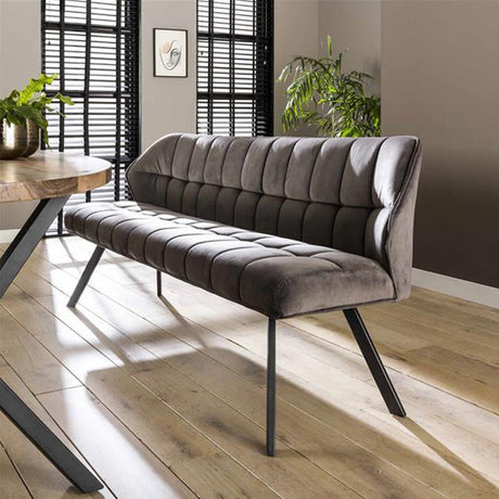Sofá de comedor Romy DH Interior Antracita L x An x Al 196x81x58 Terciopelo Foto atmosférica vista frontal en diagonal