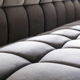 Sofá de comedor Romy DH Interior Antracita L x An x Al 196x81x58 Terciopelo Foto atmosférica vista frontal en diagonal