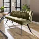 Sofá de comedor Romy DH Interior Verde L x An x Al 188x59x48 Terciopelo Foto atmosférica vista frontal en diagonal