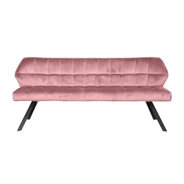 Sofá de comedor Romy DH Interior Rosa L x An. x Al. 197x82x59 Terciopelo Blanco fotografía vista frontal