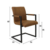 Eetkamerstoel Jackson Dimehouse Cognac LxBxH 71x58x54 Stof Witfoto maatindicatie