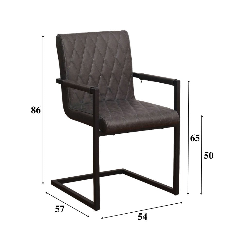 Eetkamerstoel Ruben Dimehouse Antraciet LxBxH 71x59x58 Kunstleer Witfoto maatindicatie