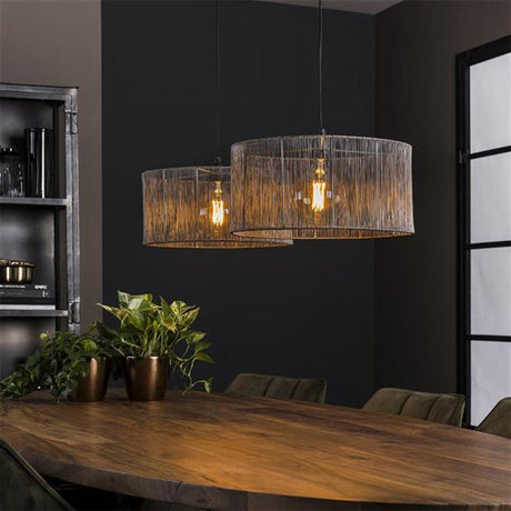 Lámpara colgante Luis DH Interior Negro L x An x Al 90x45x28 Níquel Foto atmosférica vista frontal diagonal