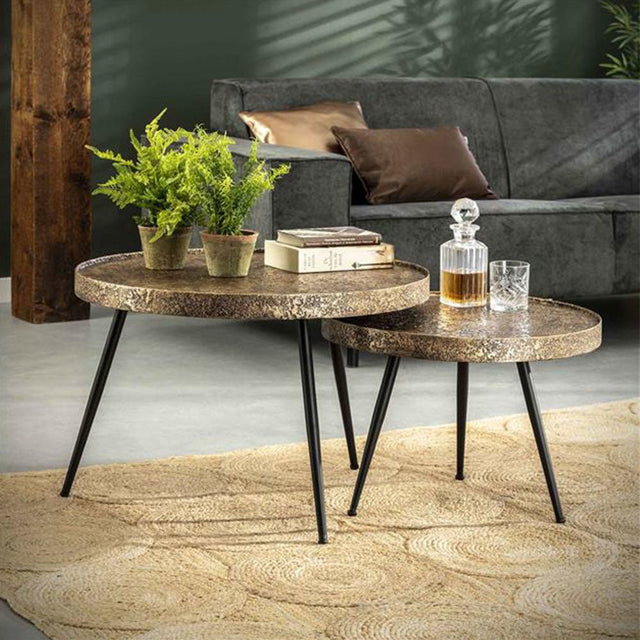 Mesa de centro Aron DH Interior Bronce L x An x Al 80x80x13 Bronce Foto atmosférica vista frontal en diagonal