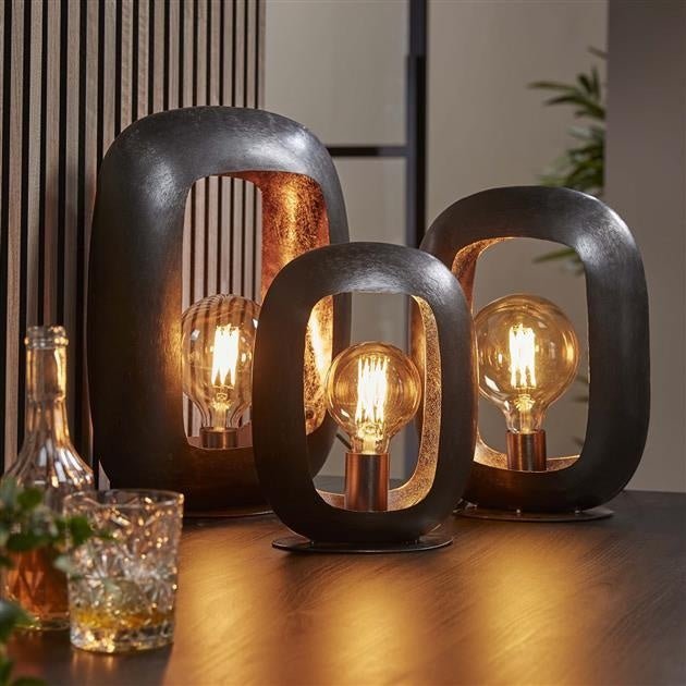 Lámpara de mesa Selma DH Interior Negro L x An x Al 38x31x17 Níquel Foto atmosférica en situación