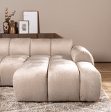 Sofás-Sofá rinconera con salón tejido textura terciopelo beige - rayas - derecha - Brix-Dimehouse
