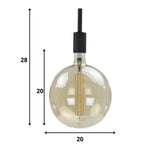 Fuente de luz Filamento LED Bombilla Ø9,5 DH Interior Vidrio color ámbar LxAnxAl 15x10x10 Vidrio color ámbar Indicación de tamaño de foto blanca