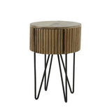 Mesita de noche Hans DH Interior Mango L x An x Al 45x45x30 Madera de mango Vista frontal diagonal de foto blanca