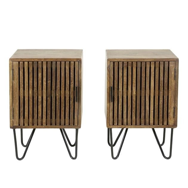 Mesita de noche Tory DH Interior Mango L x An x Al 65x45x35 Madera de mango Vista frontal de la foto en blanco