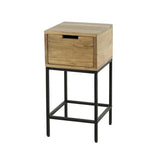 Mesita de noche Lou DH Interior Acacia L x An x Al 62x32x32 Madera de acacia Blanco foto vista frontal diagonal