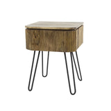 Mesita de noche Maria DH Interior Mango LxAnxAl 51x46x28 Madera de mango Vista frontal diagonal de foto blanca