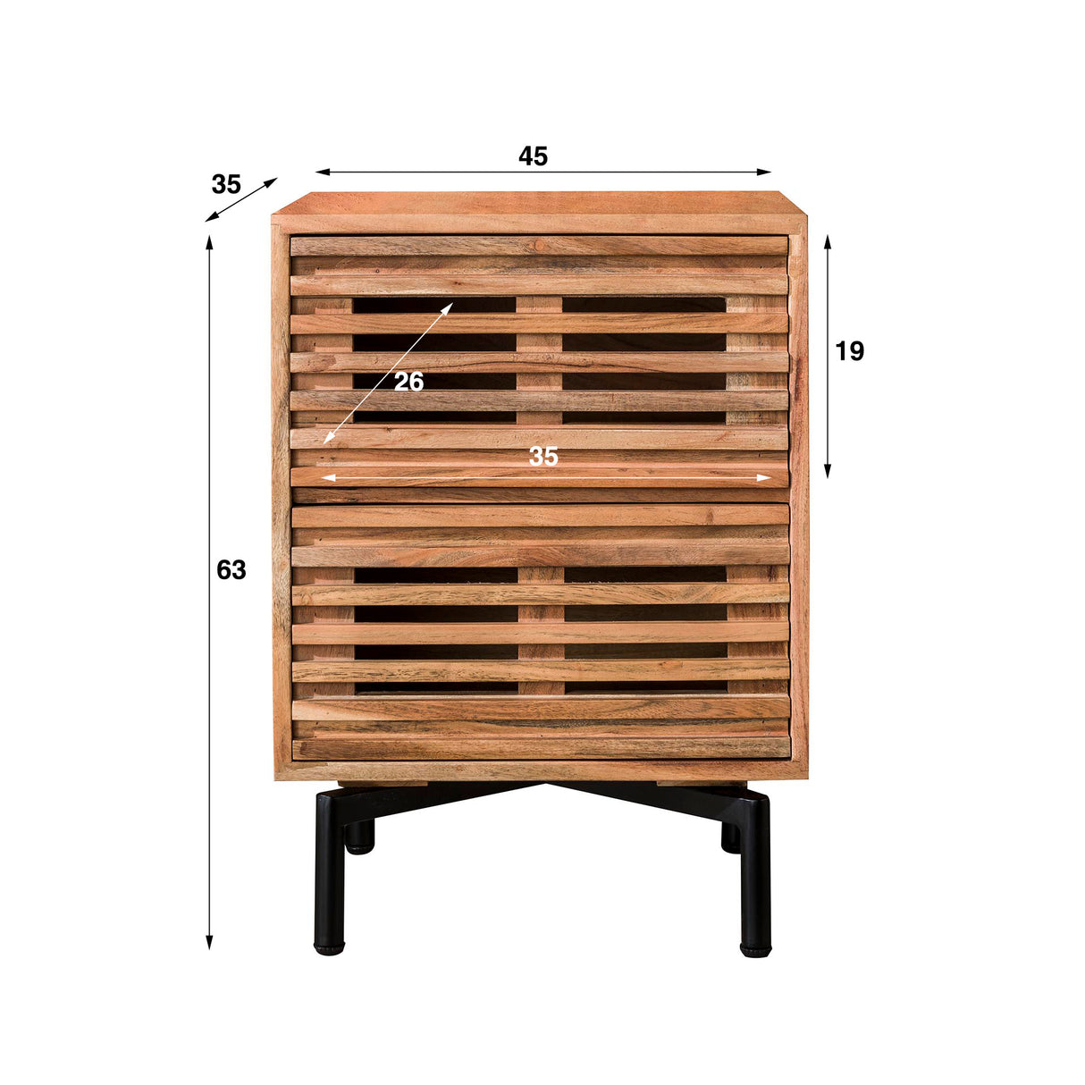 Mesita de noche Monja DH Interior Acacia L x An x Al 70x53x43 Madera de acacia Blanco indicación del tamaño de la foto