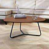 Mesa de centro Zoë Nogal Dimehouse Marrón LxAnxAl 91x82x23 Madera de mango Vista frontal diagonal de la foto atmosférica.
