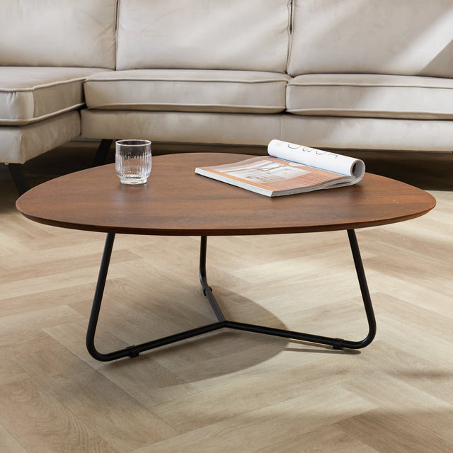 Mesa de centro Zoë Nogal Dimehouse Marrón LxAnxAl 90x81x24 Madera de mango Vista frontal de la fotografía atmosférica.