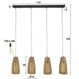 Lámpara colgante Elias DH Interior Mango LxAnxAl 140x42x20 Madera de mango Indicación de tamaño de foto en blanco