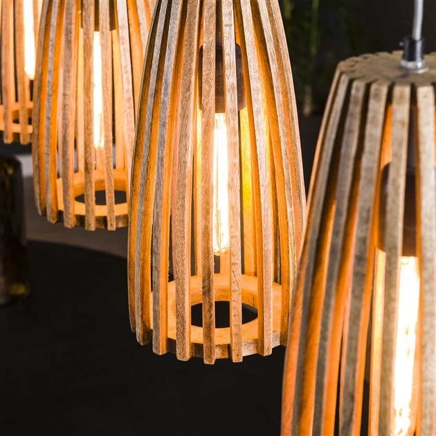 Lámpara colgante Elias DH Interior Mango LxAnxAl 140x42x20 Madera de mango Detalle de la foto atmosférica.
