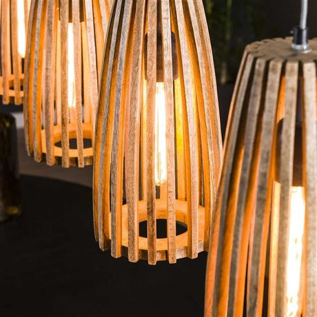 Lámpara colgante Elias DH Interior Mango LxAnxAl 140x42x20 Madera de mango Detalle de la foto atmosférica.