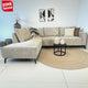 Sofá en esquina con chaise longue de chenilla beige Yara - izquierda 