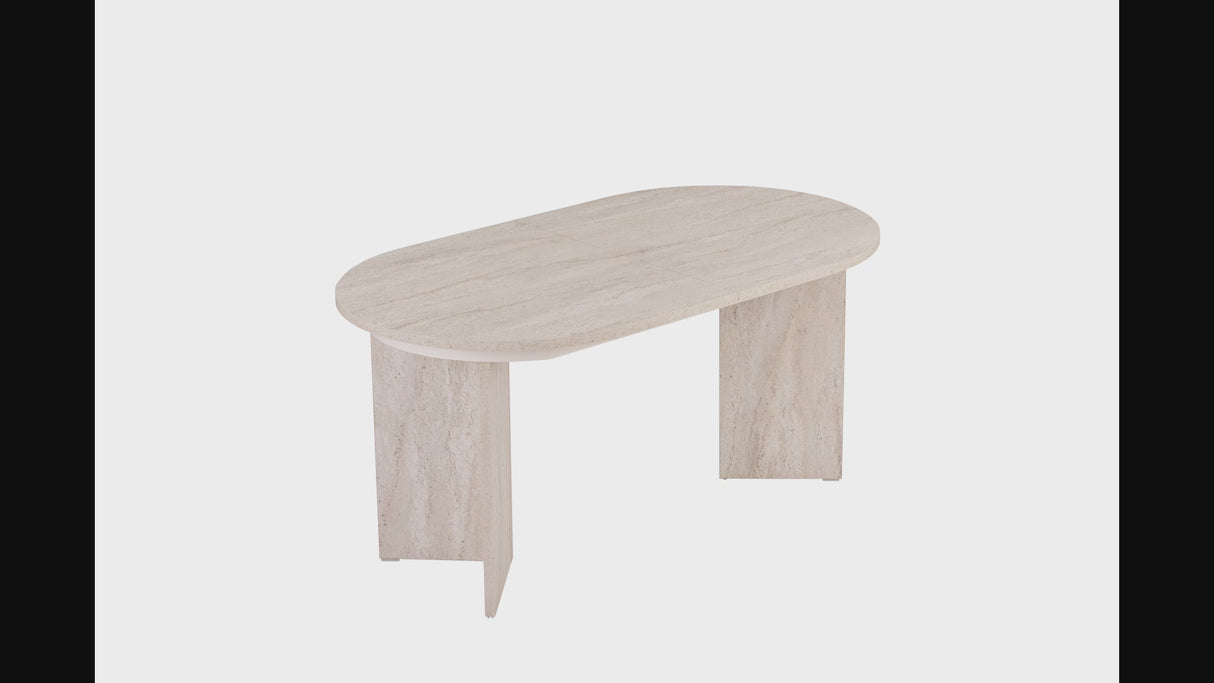 Mesa extensible ovalada de travertino - Japandi - 160-200 cm - Sota