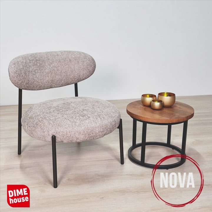 Sillón Nova Redondo – Tela de color arena 