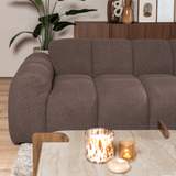 Sofás-Sofá rinconera con salón en suave tela bouclé marrón - rayas - derecha - Brix-Dimehouse
