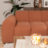 Sofás-Sofá rinconera con salón tejido bouclé cobre - rayas - derecha - Brix-Dimehouse