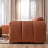 Sofás-Sofá rinconera con salón tejido bouclé cobre - rayas - izquierda - Brix-Dimehouse