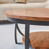 Mesa de centro Oxis Madera Dimehouse Marrón LxAnxAl 92x92x43 Madera de mango Detalle de la foto atmosférica.